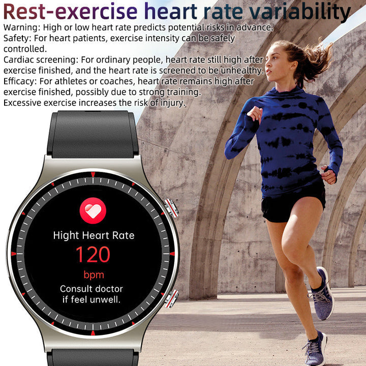 Men's smart watch with cutting-edge ECG, blood pressure, heart rate & sleep monitoring.