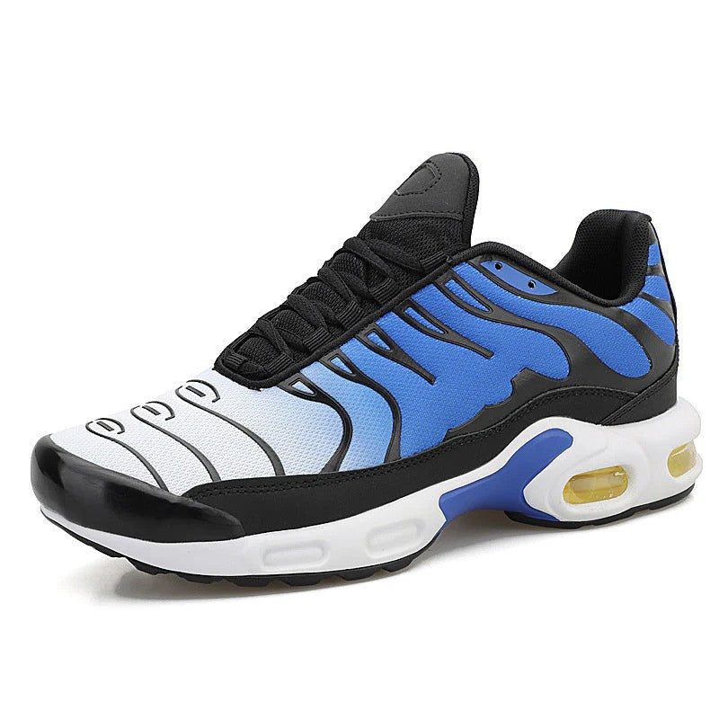 Men's Air Cushion running shoes in black, featuring a lightweight, breathable design for ultimate comfort & shock absorption.