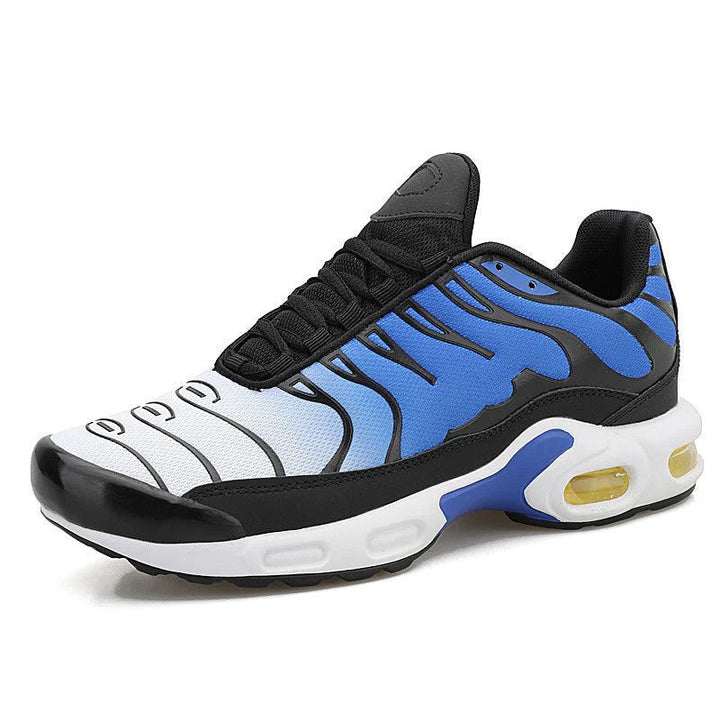 Men's Air Cushion running shoes in black, featuring a lightweight, breathable design for ultimate comfort & shock absorption.