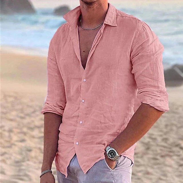 Comfortable long sleeve men's shirt, breathable & lightweight for holidays.