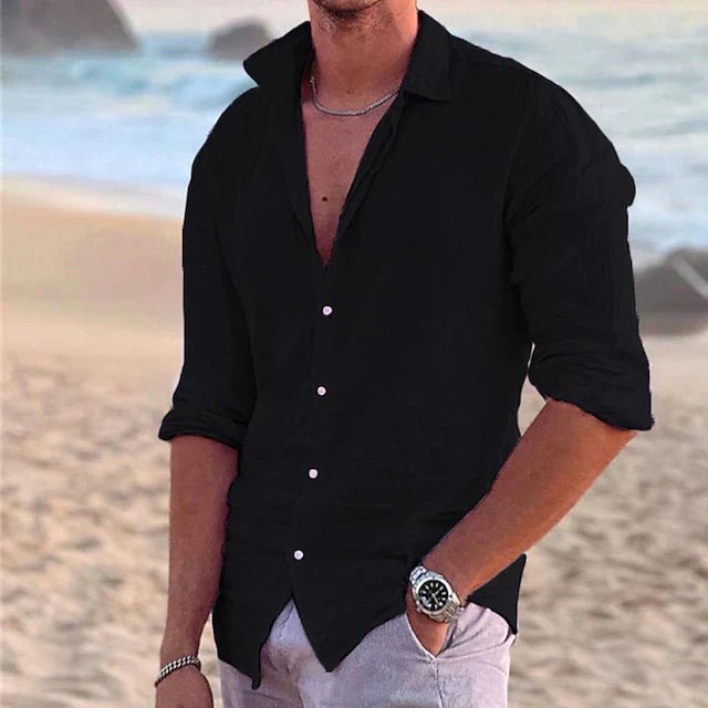 Versatile men's summer shirt, lightweight long sleeve for travel and casual look.