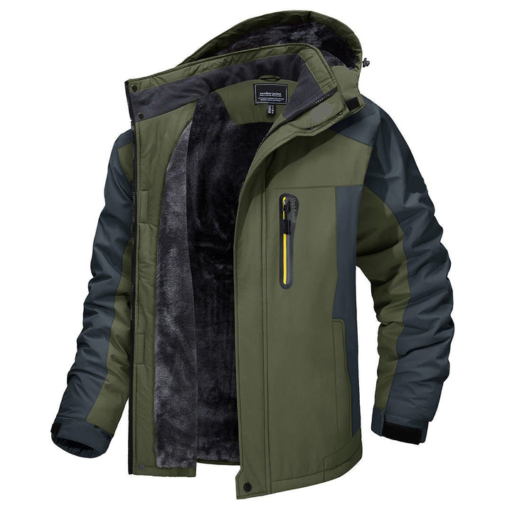 Functional men's waterproof outerwear; windproof & insulated for all-weather cold protection.