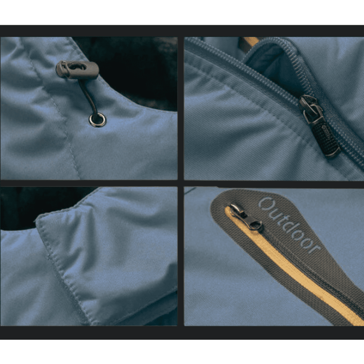 Insulated men's all-weather jacket, durable and functional for extreme cold and trekking.