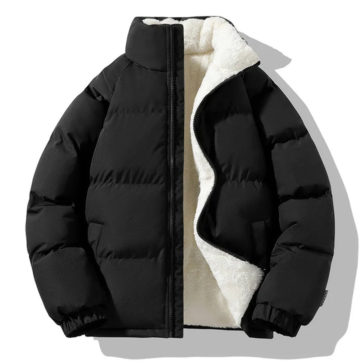 Cozy men's Alpine puffer jacket. Warm, insulated, and wind-resistant for extreme cold. Perfect winter outerwear.