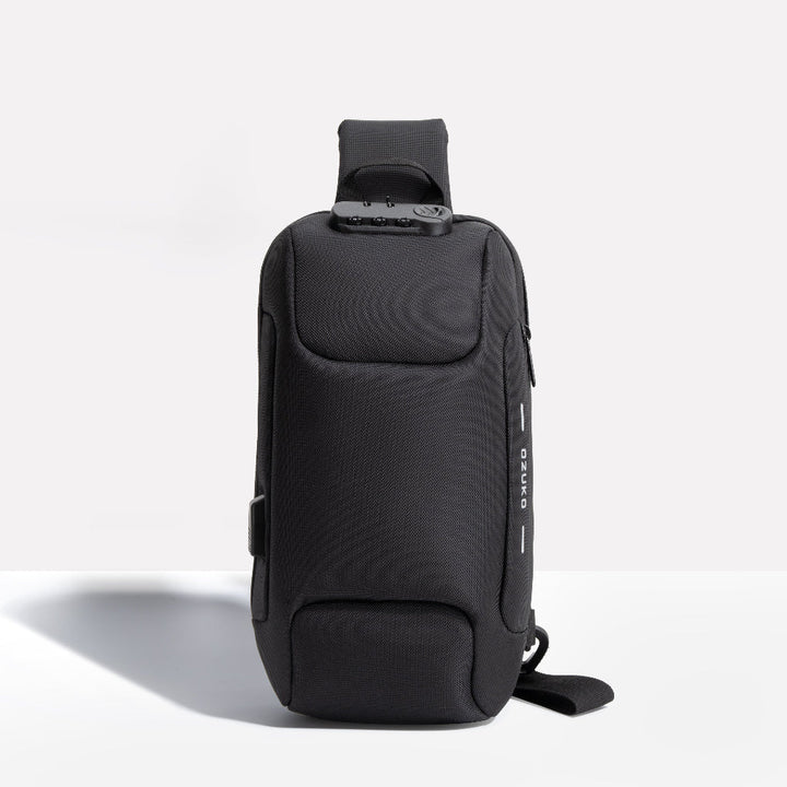 Men's anti-theft sling bag for secure travel. Hidden pockets, durable, perfect for daily commute & peace of mind.