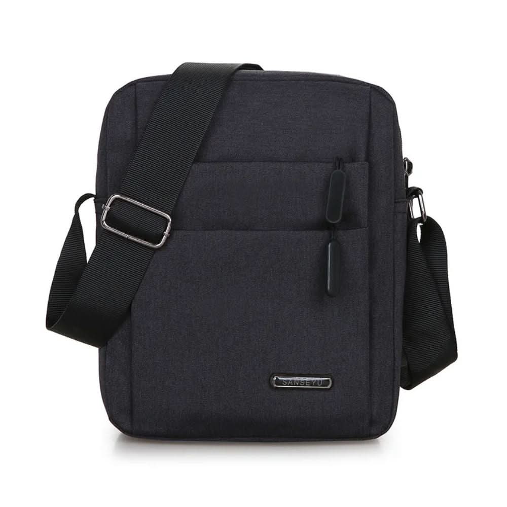 Secure men's anti-theft shoulder bag. Waterproof travel cross-body bag protecting valuables for daily commute.