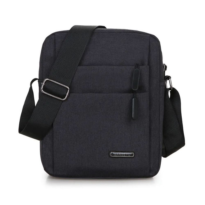 Secure men's anti-theft shoulder bag. Waterproof travel cross-body bag protecting valuables for daily commute.