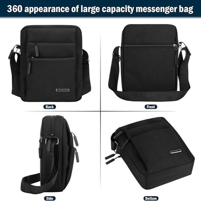 Waterproof men's shoulder bag, anti-theft design. Durable cross-body travel accessory perfect for everyday use.