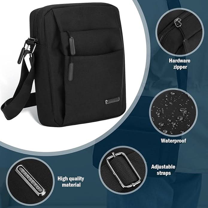 Men's travel anti-theft shoulder bag. Waterproof cross-body design ideal for secure urban exploration & daily essentials.