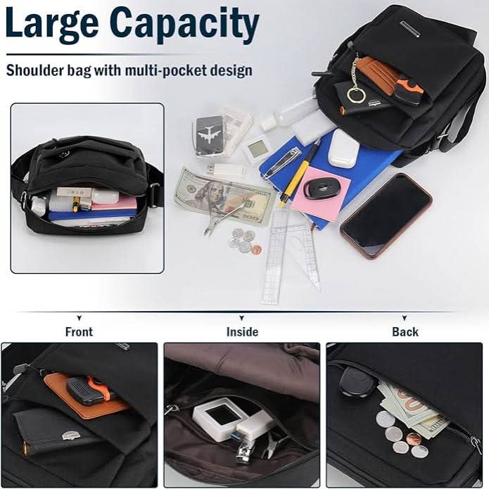 Adjustable strap men's anti-theft shoulder bag. Waterproof cross-body for secure travel & everyday use.