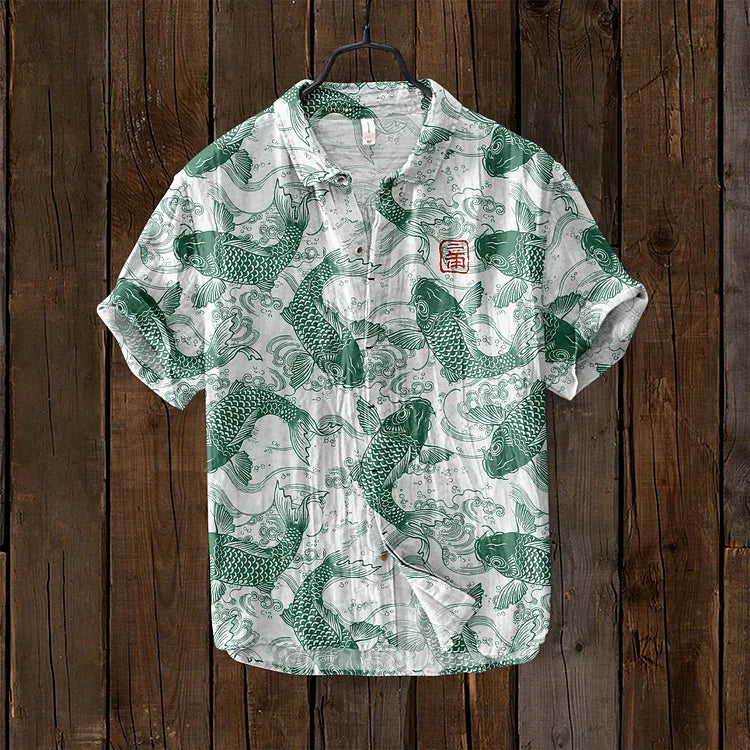 Men's graphic tee with a vibrant artistic print design, short sleeve and comfortable relaxed fit for daily wear.