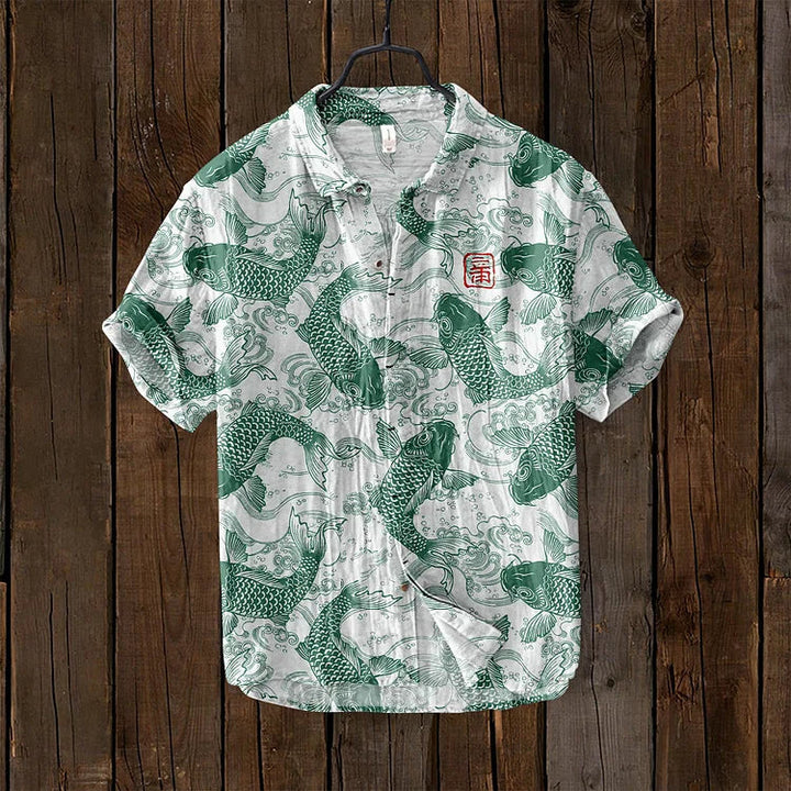 Men's graphic tee with a vibrant artistic print design, short sleeve and comfortable relaxed fit for daily wear.