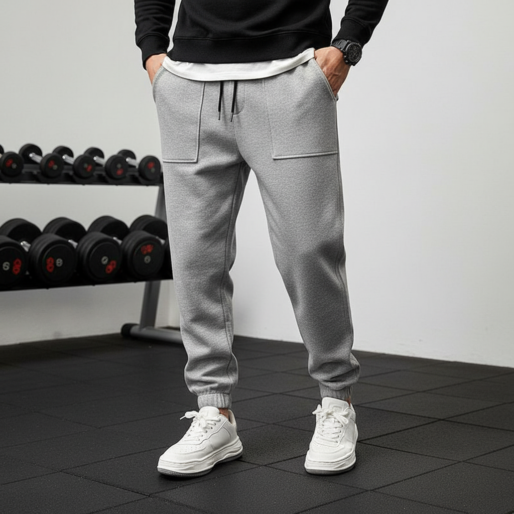 Men's athletic performance pants with comfortable elastic waist. Ideal for workouts & active wear.