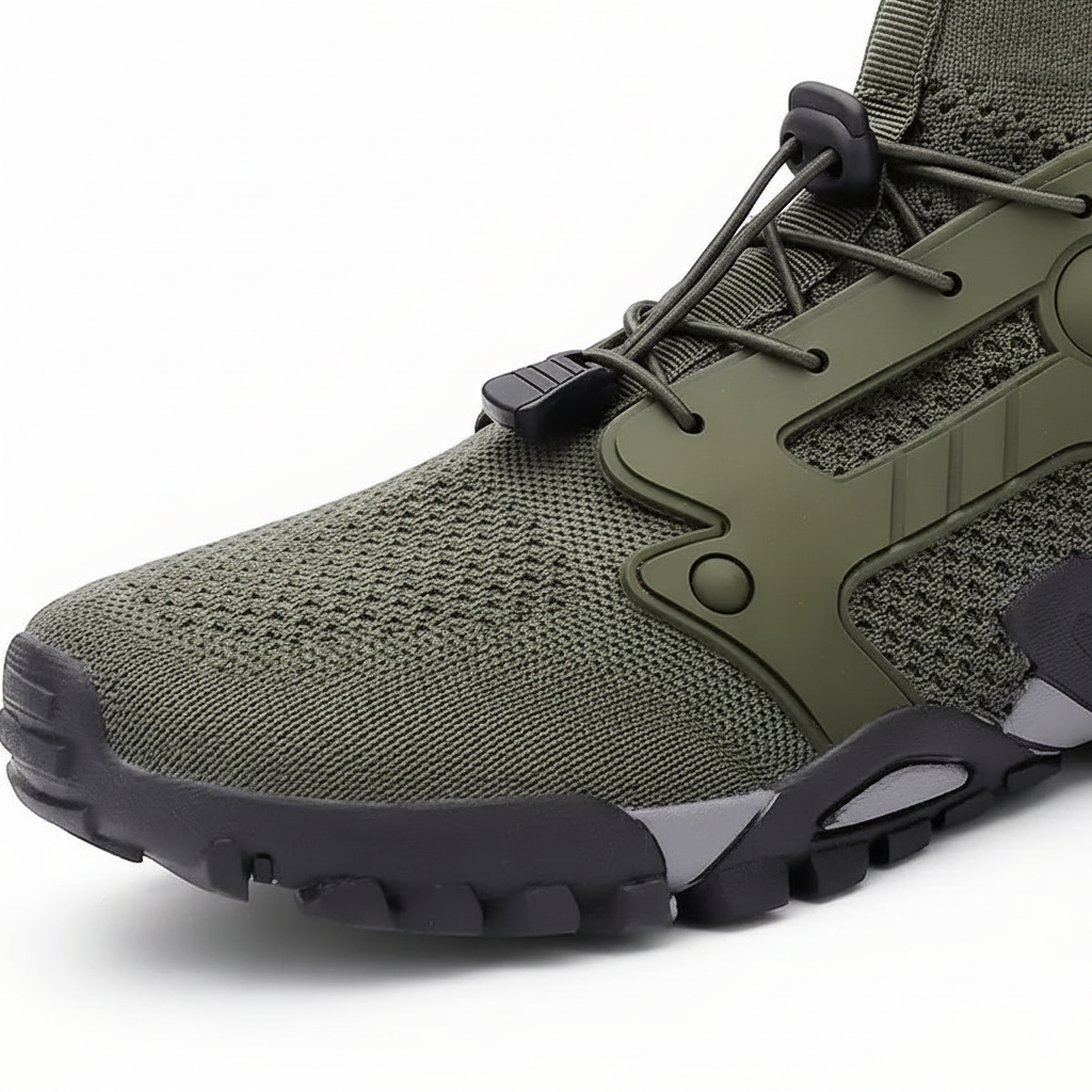 Comfortable men's high-shaft barefoot shoes for hiking & walking, promoting natural movement outdoors.