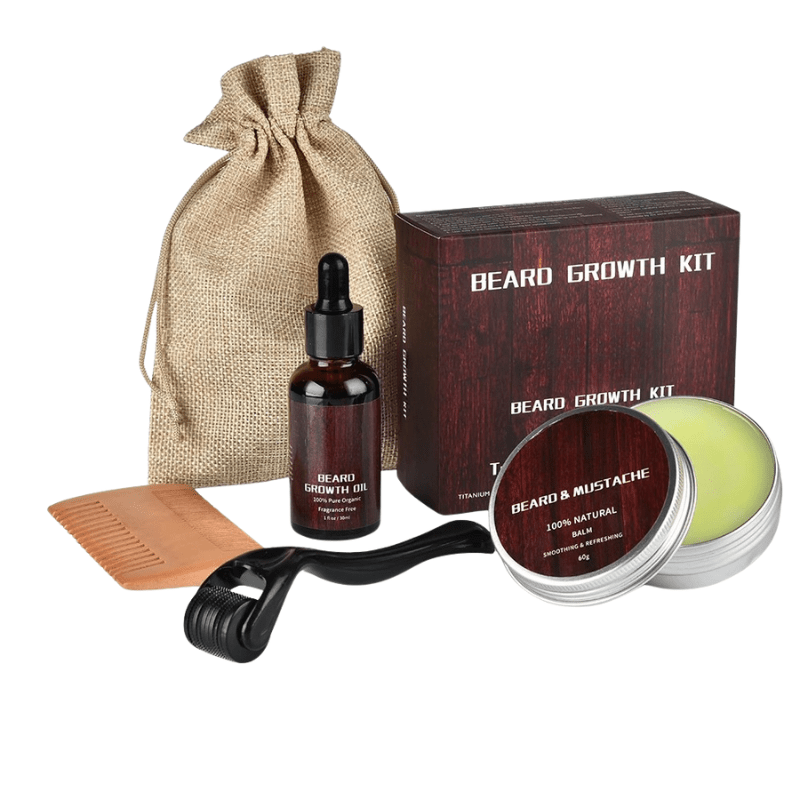 Man proudly showcasing his well-groomed, thick beard, achieved with a beard growth kit.