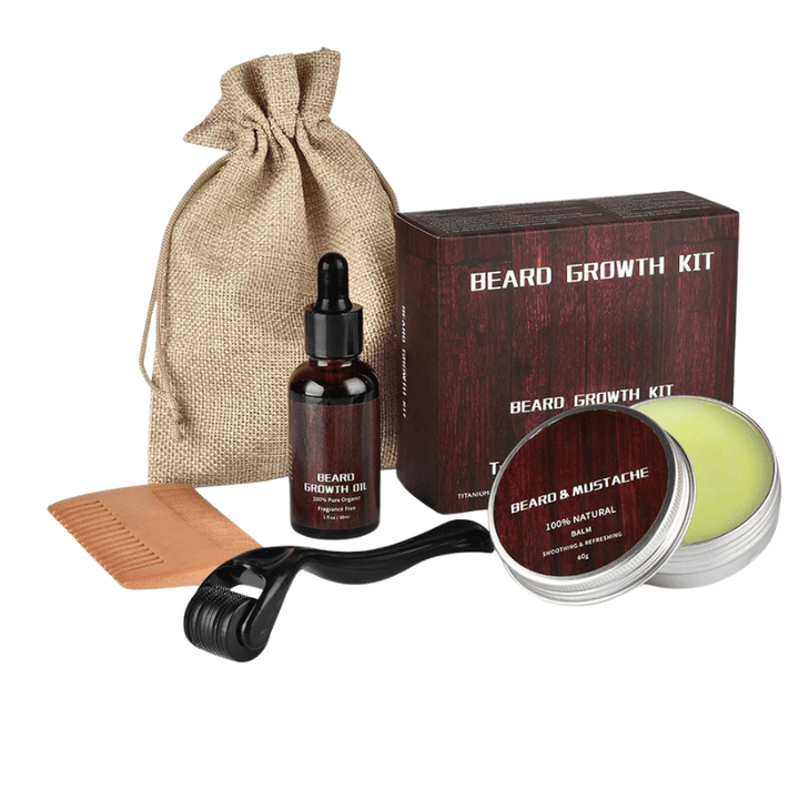 Man proudly showcasing his well-groomed, thick beard, achieved with a beard growth kit.