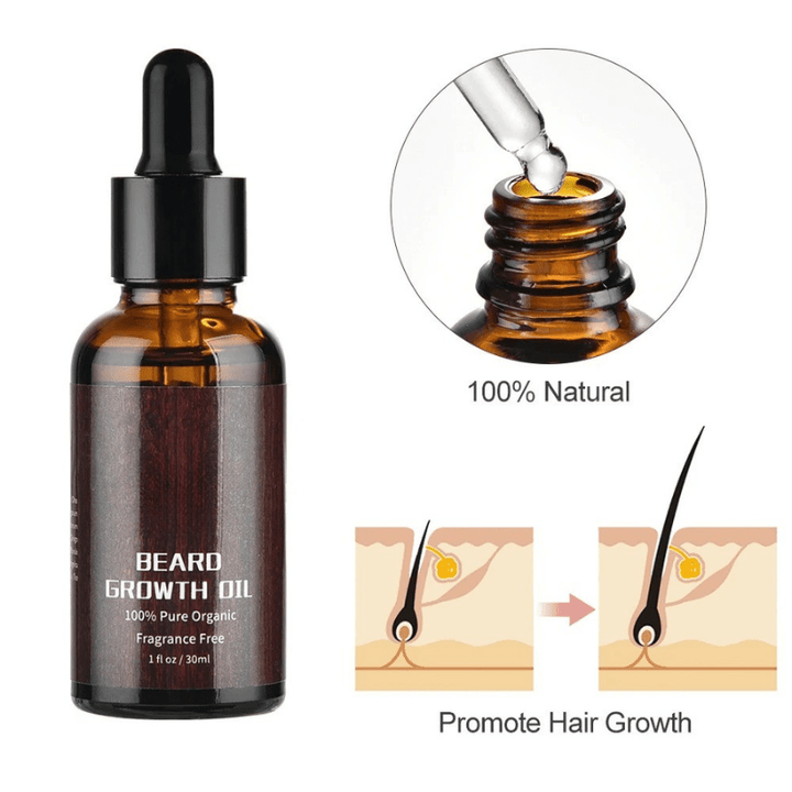 Natural wooden beard comb and brush for detangling and styling a healthy, fuller beard. Part of grooming kit.