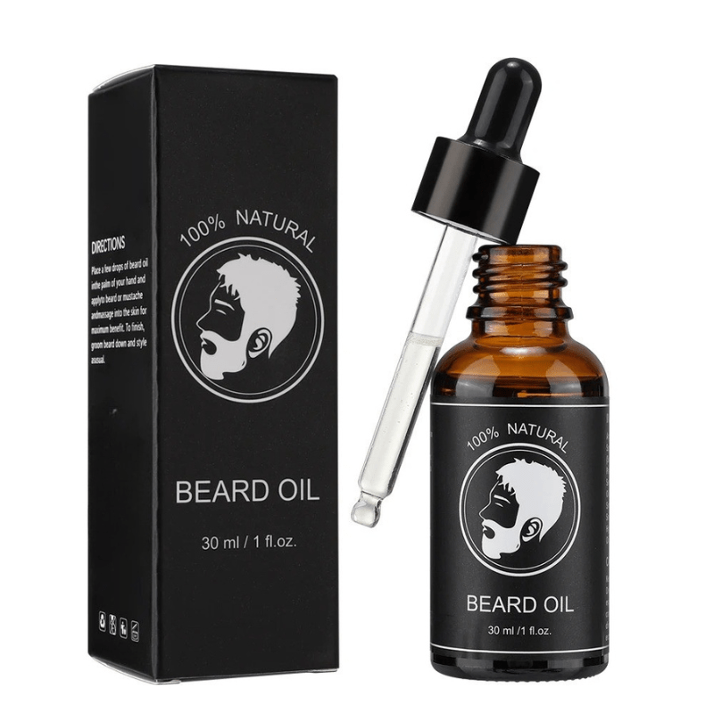 Man gently rolling a dermaroller on his beard area to stimulate beard growth & fuller facial hair.