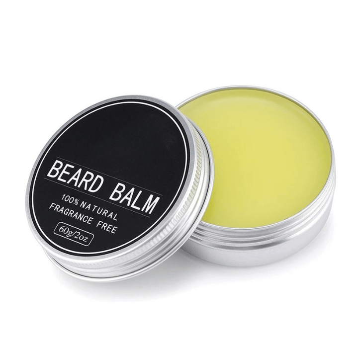 Before and after using the beard growth kit, showing transformation to a thick, healthy beard.