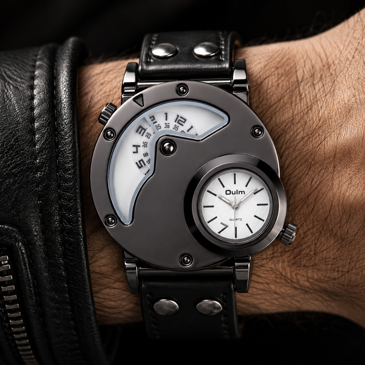 Stylish men's dual time sport watch in brown, comfortable & lightweight for everyday wear.