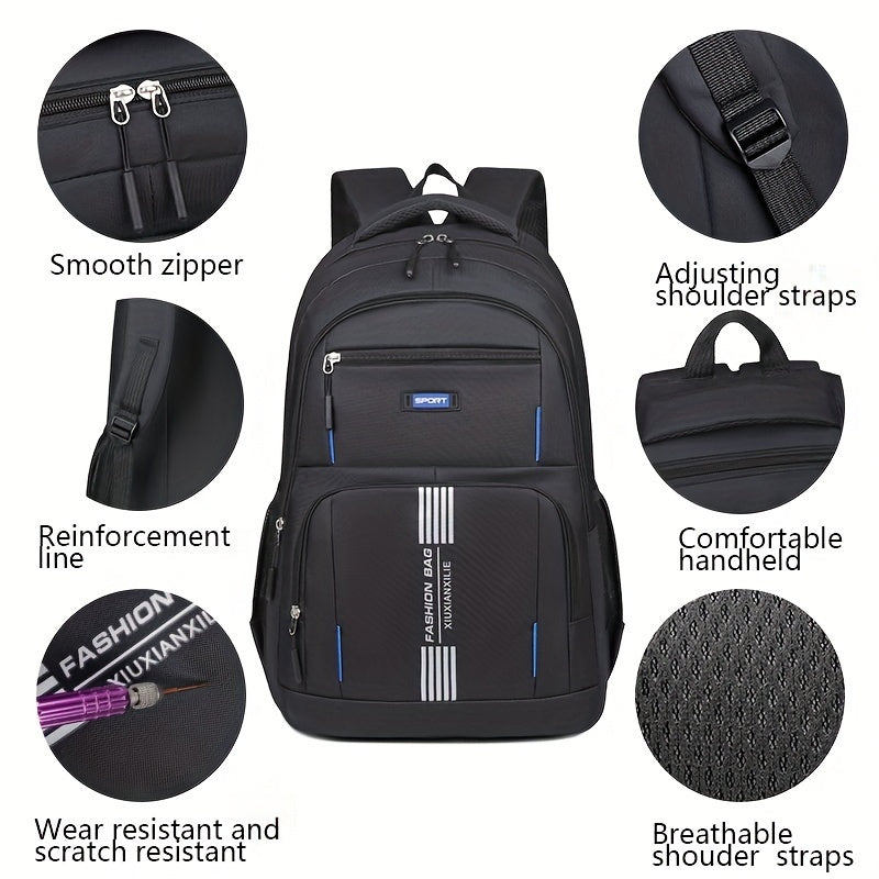 Green men's laptop backpack, large capacity for secure everyday carry to work or college.