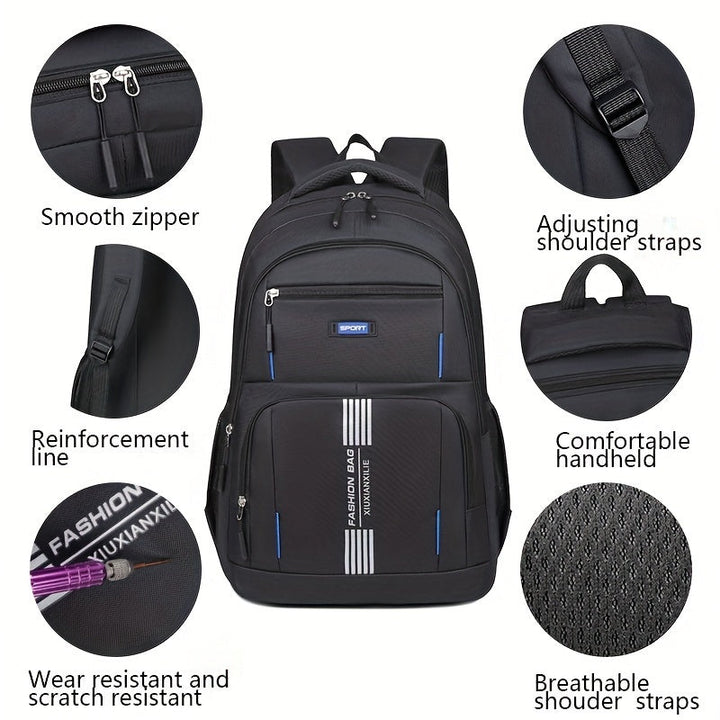 Green men's laptop backpack, large capacity for secure everyday carry to work or college.