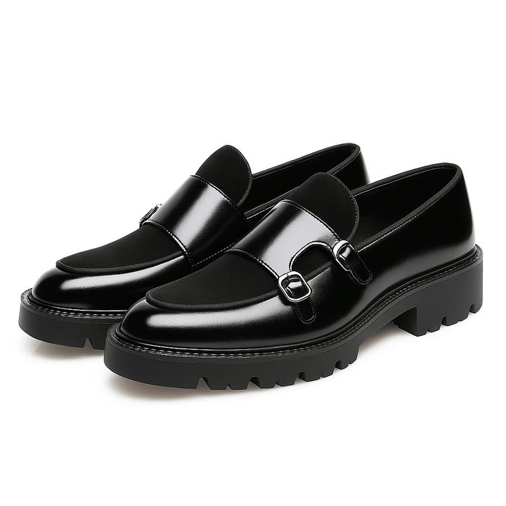 High-quality men's monk strap loafers. Dress shoes suitable for business meetings, weddings, or formal events.
