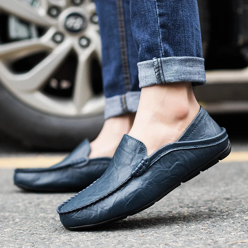 Durable brown men's slip-on loafers, comfort footwear for smart casual and everyday style.