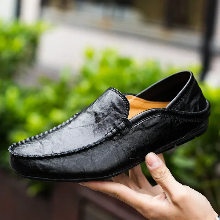 Durable men's brown comfort loafers, easy slip-on shoes for lasting everyday and smart casual wear.