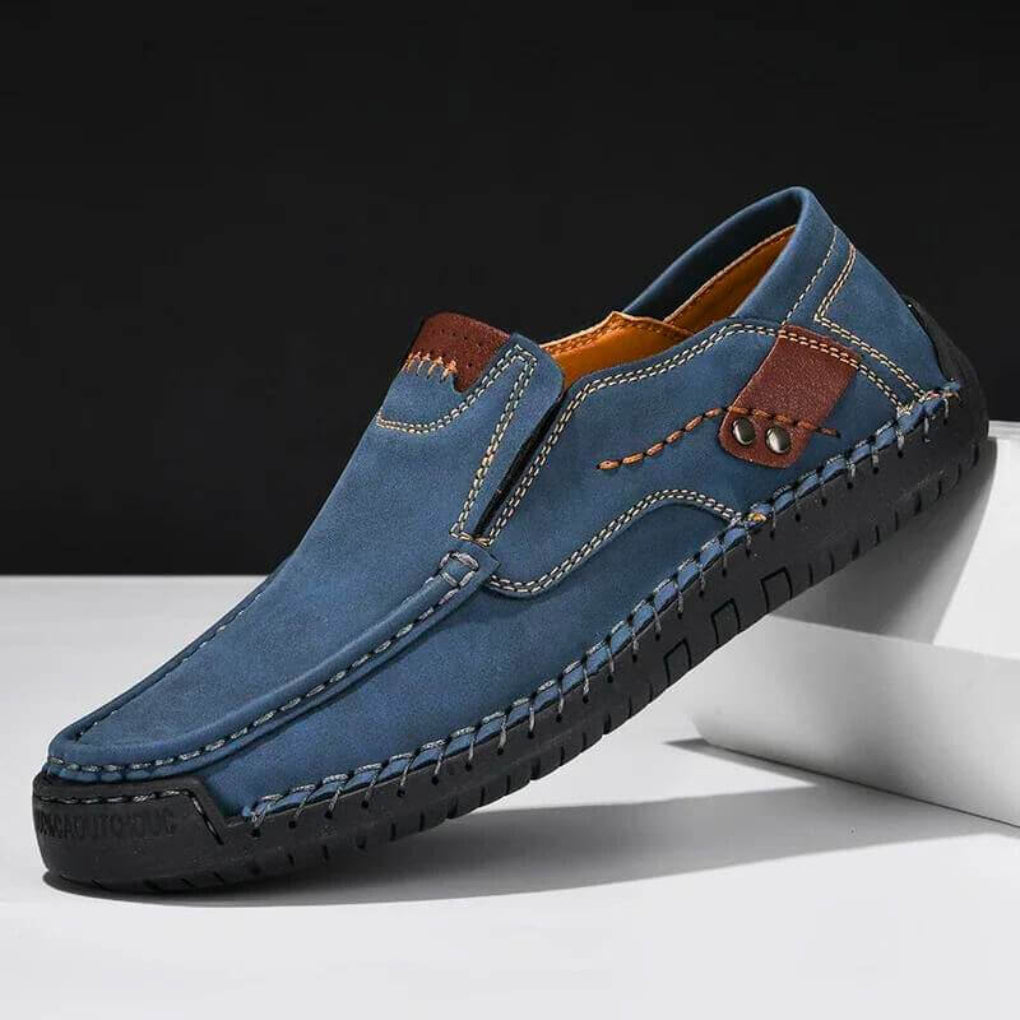Comfortable men's slip-on casual shoes with non-slip sole and arch support for daily walking.