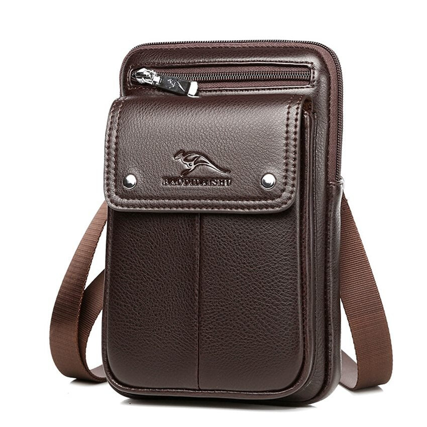 Sleek black men's crossbody bag, perfect for daily essentials, travel, and hands-free carry.