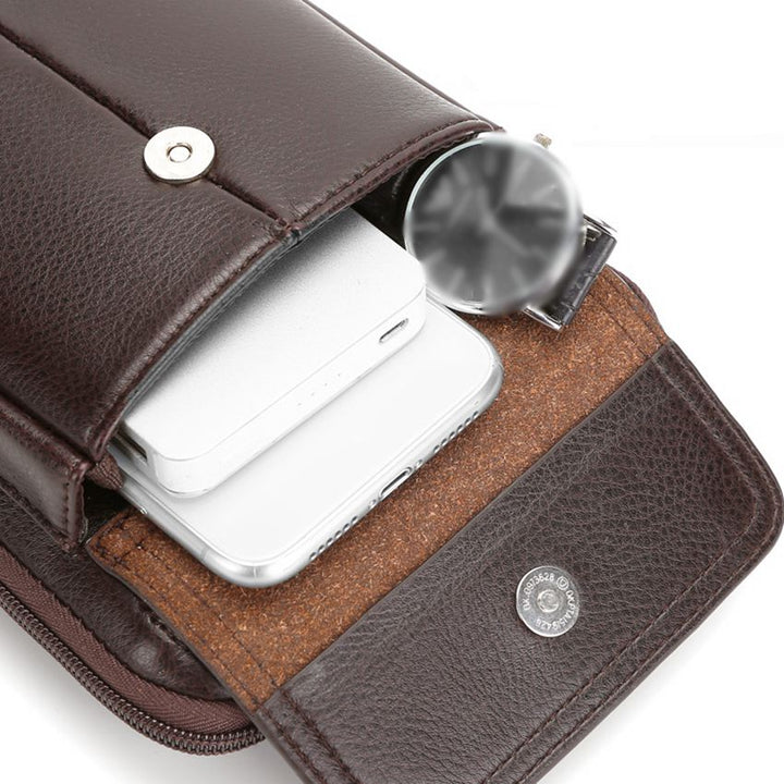 Travel-friendly men's vertical bag with front pocket organizer, keeps essentials secure and accessible.