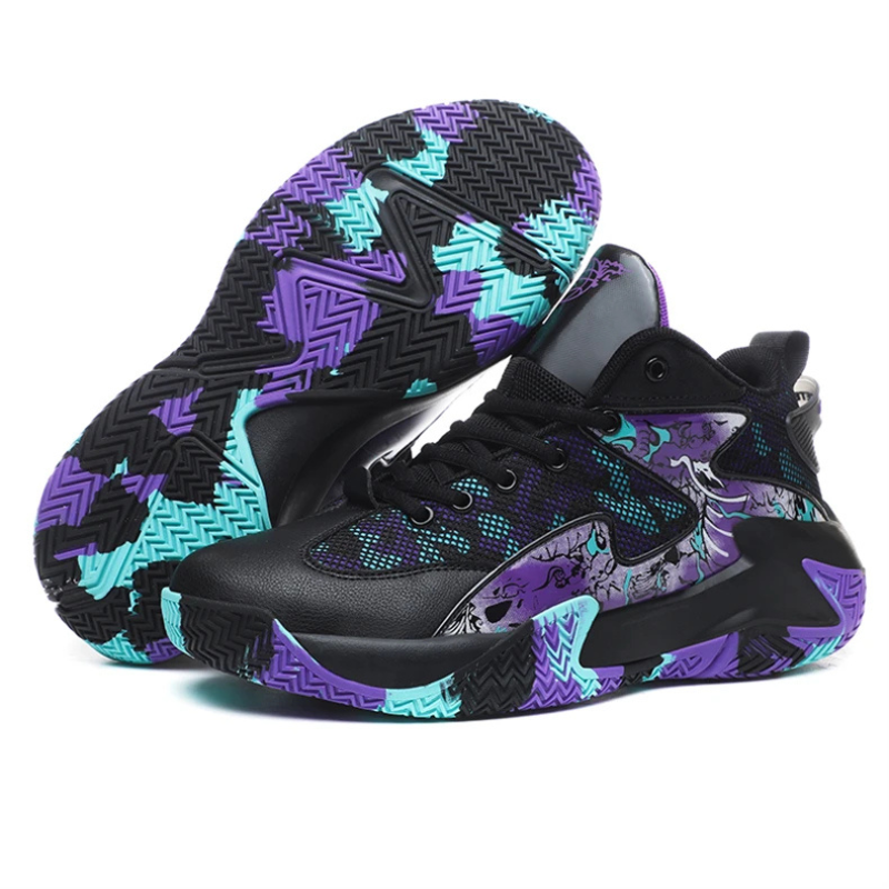 Calvin men's graphic court sneakers, high-top basketball shoes with ankle support for athletic play.