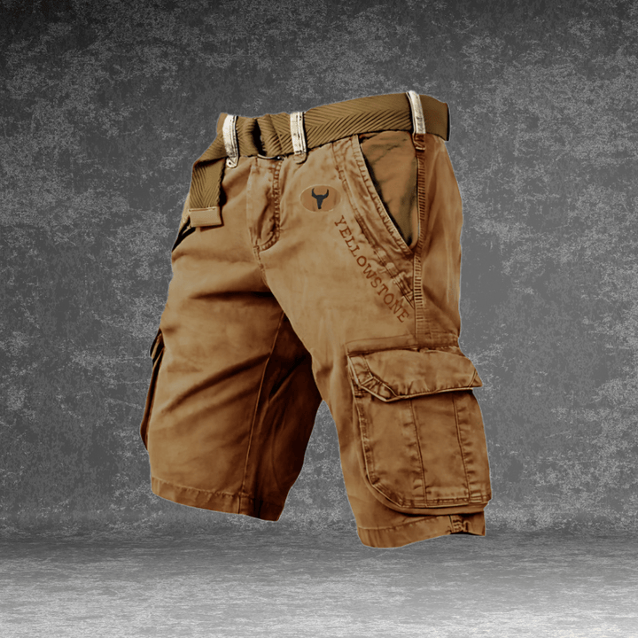 Practical men's utility cargo shorts with ample pockets & breathable fabric for active summer wear.
