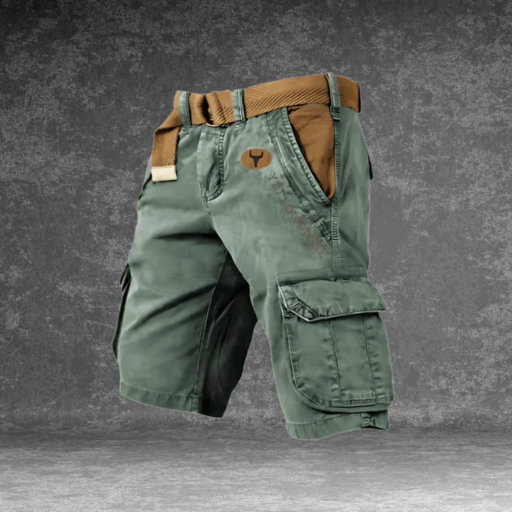 Men's comfortable breathable cargo shorts with multi-pockets, ideal for outdoor and travel utility.