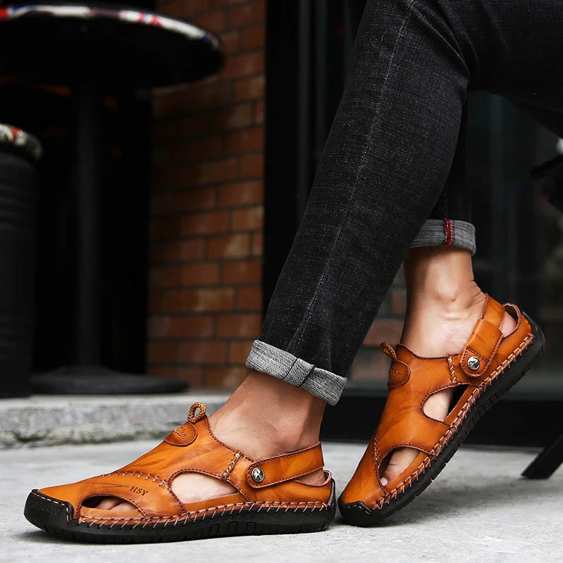 Comfortable men's closed-toe slip-on sandals with breathable material & excellent arch support.