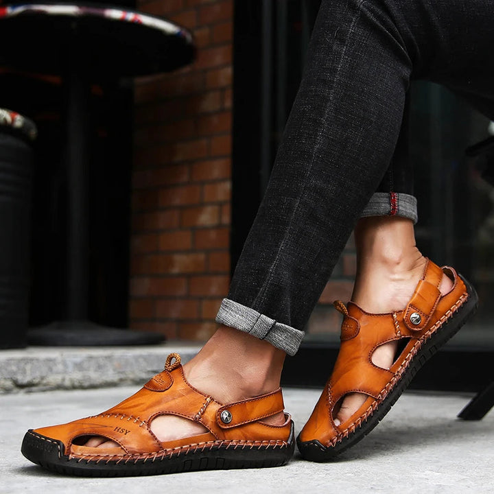 Comfortable men's closed-toe slip-on sandals with breathable material & excellent arch support.