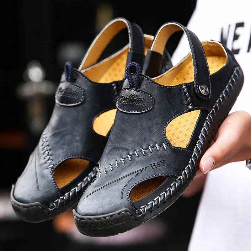 Easy wear men's slip-on sandals, closed-toe & breathable, ideal for daily casual footwear.