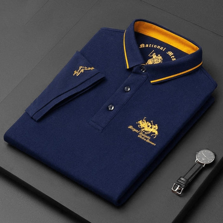 Smart casual men's embroidered polo shirt, perfect for office wear or a round of golf.
