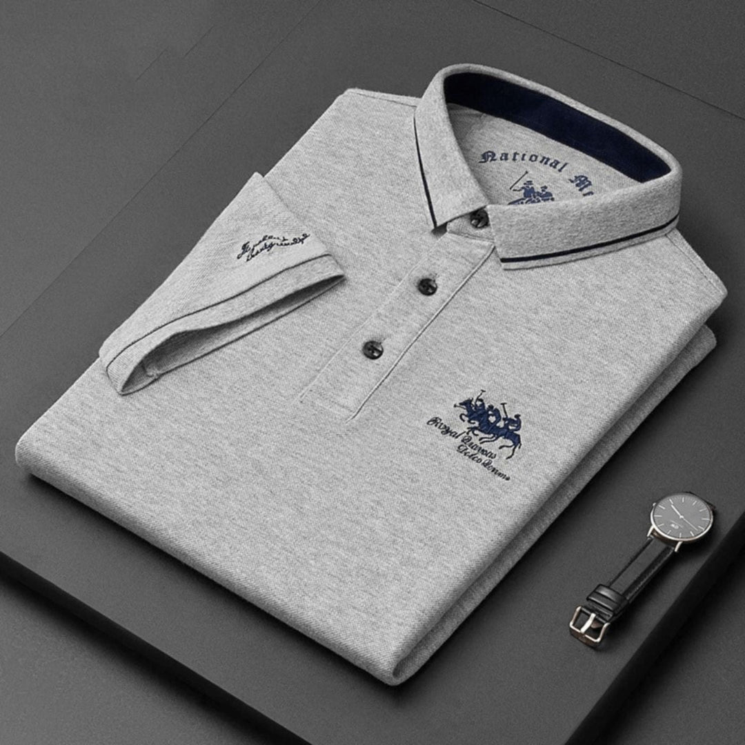 Stylish men's embroidered polo shirt, offering breathable comfort for daily wear.