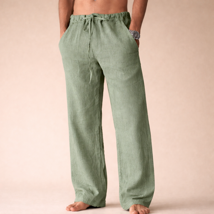 Lightweight men's linen pants, perfect for warm weather and comfortable summer wear.