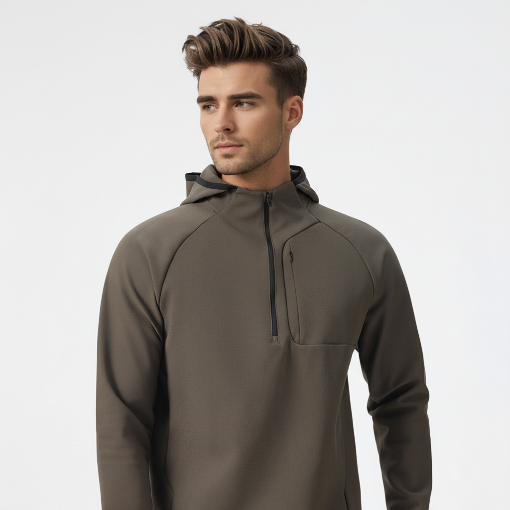Men's stretch half-zip jacket in a versatile urban style, offering comfort and breathability.