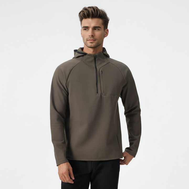 Stylish men's half-zip performance jacket, comfort fit for active outdoor and daily wear.