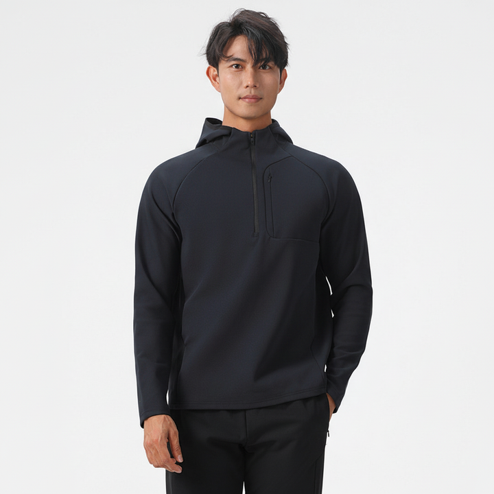 Lightweight men's breathable half-zip jacket, perfect activewear for sports and casual comfort.
