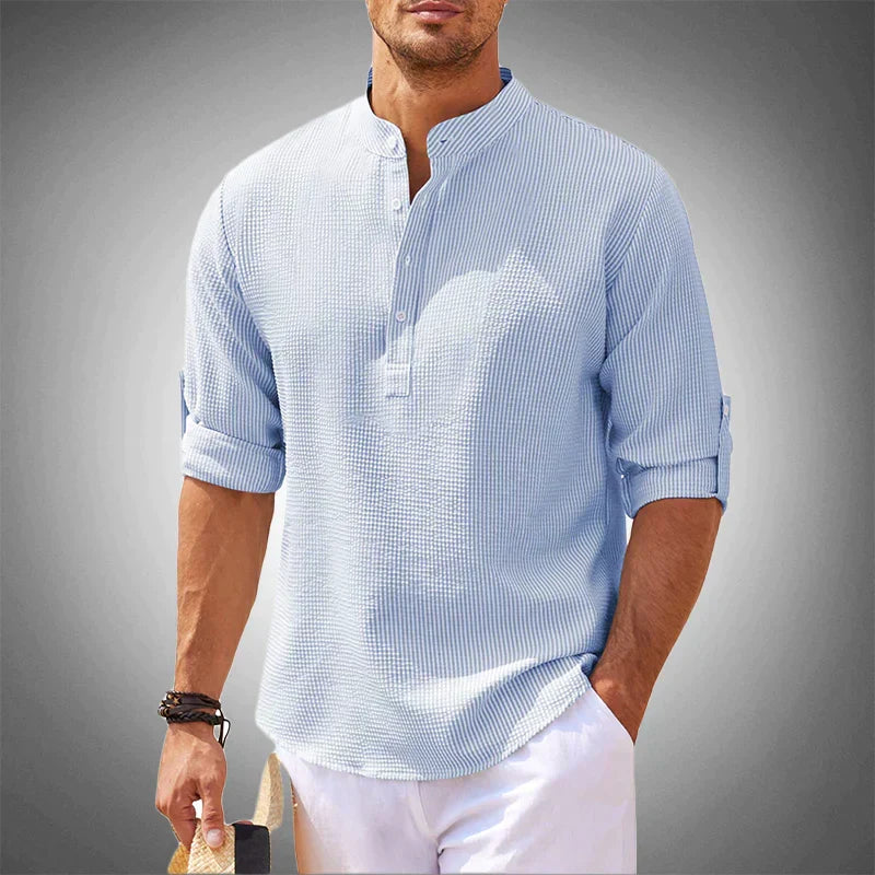 Luca men's breathable short sleeve summer shirt. Essential casual comfort for warm days, vacations & leisure.