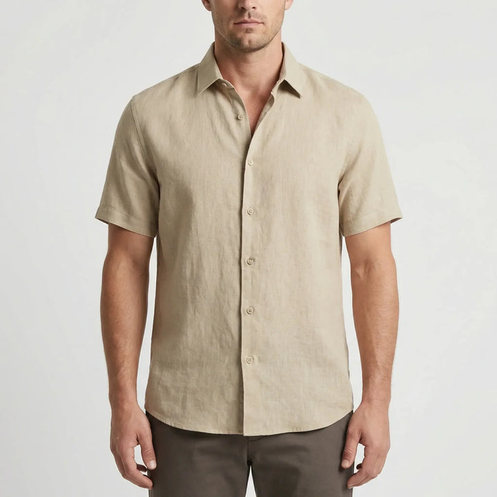 Versatile men's casual short-sleeve top, button-up style for easy summer layering.