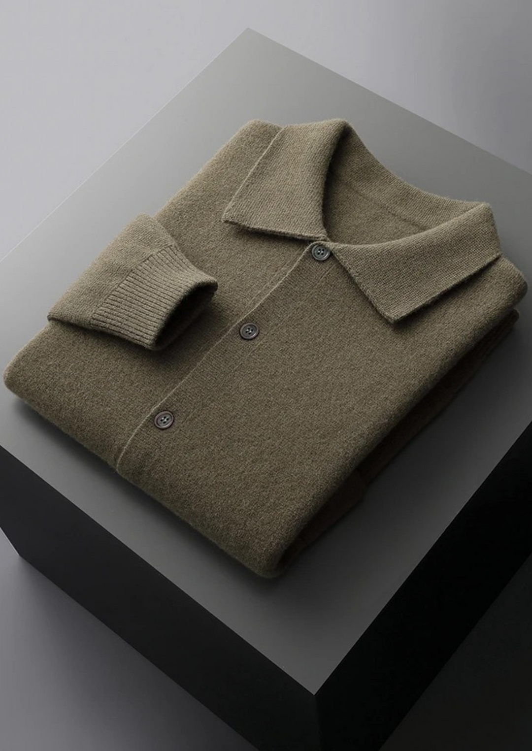 Trendy men's button-up cardigan with patch pockets. Long-sleeve, comfortable knit for smart casual and everyday fashion.
