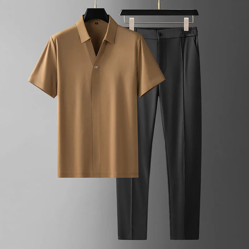 Stylish men's business casual shirt. Comfortable long-sleeve top for professional and daily versatile wear.