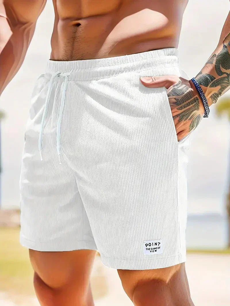 Men's comfortable casual shorts with drawstring, relaxed fit, a staple for daily wear.
