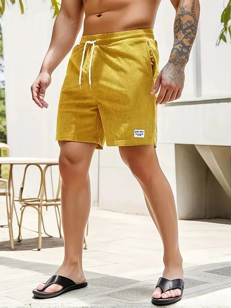 Modern men's casual shorts, drawstring, relaxed fit, offering both style and everyday comfort.